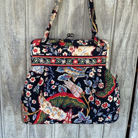 Retired Vera Bradley handbag & zip around wallet multi colors blues floral print - Picture 15 of 15